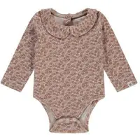 A Tiny Story romper met bloemen print bruin/beige Meisjes Stretchkatoen Peter Pan-kraag - maat 50