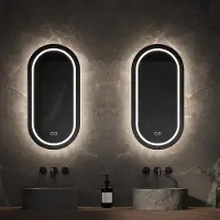 Martens & Meijer Spiegel hannover ovale fade 45x100 cm met directe & indirecte verlichting rondom, incl. Verwarming & dimbare touch
