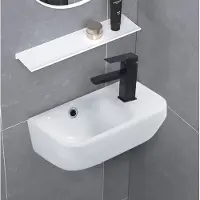 Linea Uno WOON-DISCOUNTER.NL - Zara 36 rechts - Glans wit - Toiletfontein - - Keramiek - Rechthoek - 251106