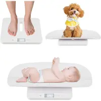 Costway Babyweegschaal, digitaal, 50 g tot 150 kg, kinderweegschaal met afneembaar dienblad, zuigelingweegschaal met led-display, 5 meetmodi en tarrafunctie, dititalweegschaal, dierenweegschaal voor