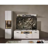 Wohn-Concept Como TV/woonkameroplossing Gelakt hout/graniet steenfineer Sahara crème gelakt