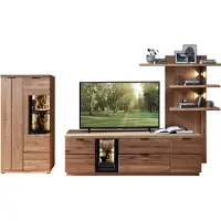 Wohn-Concept Woonconcept Donna tv-kast/woonwand van massief wild eikenhout met fineer van echt kurk in de kleur Bianco