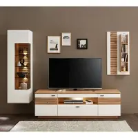 Wohn-Concept Fresno TV/woonkameroplossing Materiaal hout wit mat/artisan eiken
