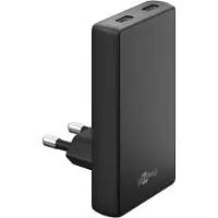 Goobay flat USB lader | 2x USB-C PD | GaN | 45W | zwart