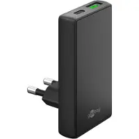 Goobay flat USB lader | USB-C PD + USB-A QC | GaN | 45W | zwart