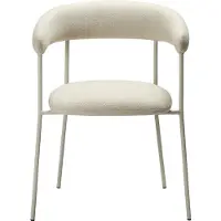 Ebuy24 Plenti Dan-Form eetkamerstoel met armleuningen bouclé wit.