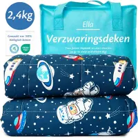 EL Life Verzwaringsdeken Kind 2,4kg - 90 x 120cm - Zwaartedeken - Weighted Blanket - Verzwaarde Deken - OEKO-TEX Katoen - Ruimte & Astronauten