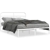 vidaXL Bedframe met hoofdbord metaal wit 140x190 cm