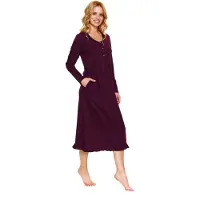 Doctor Nap Katoenen Nachthemd Borstvoeding Zwangerschap Burgundy TM.7318 46 / 3XL