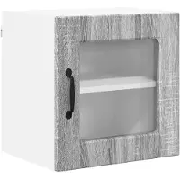 vidaXL Wandglas Kasten PORTO Grijs Sonoma 40 x 31 x 40 cm Bewerkt hout