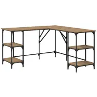 vidaXL Bureau Artisan Eikenhout, 139 x 139 x 75 cm, houtvezel