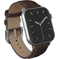 Burga Leren Apple Watch Bandje 49 / 46 / 45 / 44 Mm Bandje Espresso / Zilver