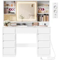 Vasagle KAILYN Collectie - Kaptafel met spiegel en ledverlichting, Spiegel met led