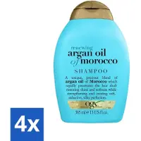 OGX 4 x - Renewing Moroccan Argan Oil - Shampoo - Voor Vrouwen - 385 ml - Argan Oil Shampoo - Haar Herstel - Hydraatatie Haar - Bescherming Tegen Hitte - Vitamine E Haar