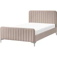 Beliani LUNAN - Bed - Taupe - 120 x 200 cm - Fluweel