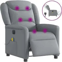 Syfax Massagestoel elektrisch verstelbaar stof lichtgrijs
