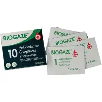 Biogaze Verbandgaas 5x5cm - Wonden. Lichte Huidbeschadigingen en Oppervlakkige Brandwonden 10 St Compressen