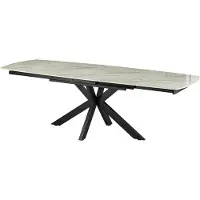 Molecule Tafel Deens ovaal uitschuifbaar 160-240 cm met modern matzwart onderstel en licht blad