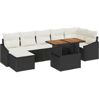 vidaXL Tuinbank Set 8 st Zwart en Crème
