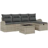 vidaXL Bankstel 6 st Lichtgrijs poly rattan