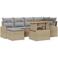 vidaXL Tuinbank Set 7 st beige en lichtgrijs