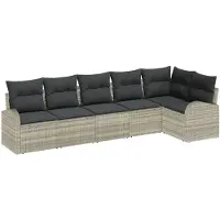 vidaXL Tuinbank Set met kussen Lichtgrijs Poly rattan