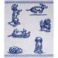 Heinen Delfts Blauw Keukendoek Nhaan Teckels Blauw / Wit 62 X 52 Cm