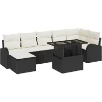 vidaXL Tuinbank Set 8 st Zwart en Crème poly rattan
