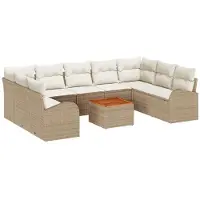 vidaXL Tuinbank Set 10 st Beige poly rattan