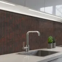 KitchenYeah Keuken achterwand 150x60 cm - Spatscherm zelfklevend Strepen - Roest print - Donker - Muurbeschermer - Spatwand fornuis