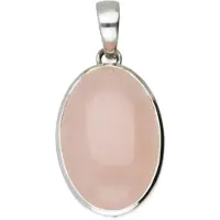 MOOYE ® - Collectie Zilveren Roze kwarts edelsteen ovaal groot hanger