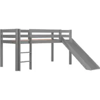 Vipack Pino halfhoogslaper h115cm met glijbaan 90 x 200 cm grijs