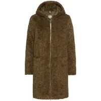 Camel active Lange jas van teddybont met capuchon en tweewegsritssluiting