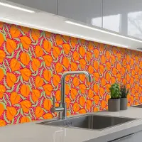 KitchenYeah Keuken achterwand 400x80 cm - Spatscherm zelfklevend Perziken - Oranje - Zomers - Muurbeschermer - Spatwand fornuis