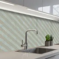 KitchenYeah Keuken achterwand 250x80 cm - Spatscherm zelfklevend Grijs - Groen - Strepen - Muurbeschermer - Spatwand fornuis