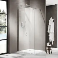 FortiFura Galeria Inloopdouche - 120x200cm - afgeronde glaswand - helder glas - wandarm - Chroom SW1418382/SW797904