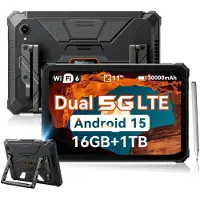 Blackview Active 12 Pro 5G Outdoor Tablet - 11 inch - 48 GB + 1 TB 30000 mAh 120 W snel opladen IP68 waterdicht 108 MP + 50 MP dual sim - zwart