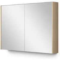 Maxaro Modulo Spiegelkast met Verlichting 100x70 cm Naturel Eikenhout | Spiegelkast | Badkamerspiegel | Badkamerspiegelkast