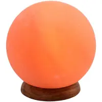 WAGNER LIFE Zoutlamp Planet, 2 kg, houten voet, barnsteen Planet, geel / oranje, Woon-/ Eetkamer, Steen, Tafellamp