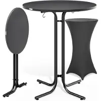 Casaria Statafel Grijs 110x80cm + statafelhoes Antraciet Ø80cm