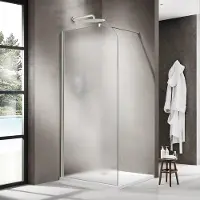 FortiFura Galeria Inloopdouche - 100x200cm - afgeronde glaswand - links - mat glas - wandarm - mat wit SW1418375/SW797906