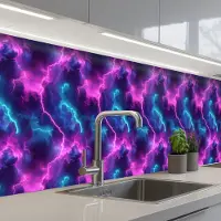 KitchenYeah Keuken achterwand 500x80 cm - Spatscherm zelfklevend Elektrisch - Neon - Lucht - Muurbeschermer - Spatwand fornuis