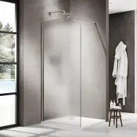 FortiFura Galeria Inloopdouche - 100x200cm - afgeronde glaswand - links - mat glas - wandarm - geborsteld RVS PVD SW1418375/SW797908