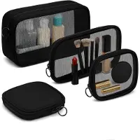 BOTC Toilettas Set - Set van 4 stuks - Make-up Tas - Reistas voor Toiletartikelen - Toilettas Maat - Toilettas Etui - Zwart
