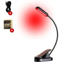 KYMO Roodlicht Leeslampje - Stimuleert Melatonine en Bioritme voor Betere Slaap - Leeslampje met klem - Klemlamp voor in Bed - Leeslampje voor Boek - Rood Licht Lamp