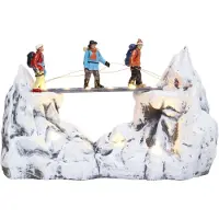 Santaville Hikers Across Ravine with LED Polyresin 30cm