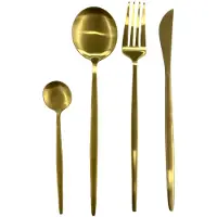 Home Deco Factory Bestekset 6 personen - 24 delig - goud - RVS - serviesset - bestek