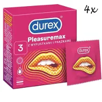 Durex Condooms - PleasureMax (=Pleasure Me) - 12 Stuks (4 x 3 Stuks - Handzame Kleinverpakking) - Met Ribbels en Nopjes - Brievenbuspakket