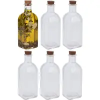 Excellent houseware Weckflessen - 12x stuks - glas - transparant - 500 ml - met dop van kurk
