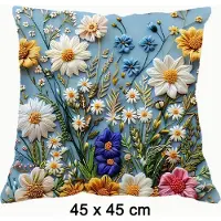 Allernieuwste.nl Kussenhoes Mix Bloemen - Kussen Polyester 45x45 cm - Bloemen Kussenovertrek %%